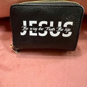 Black Wallet with JESUS Text